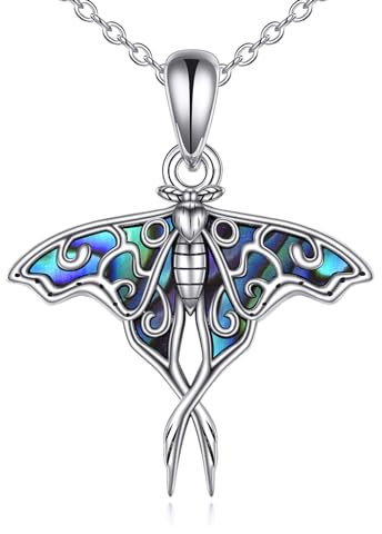 ONEFINITY Motte Kette 925 Sterling Silber Motte Anhänger Abaone Shell Luna Motte Schmuck Geschenke für Damen (Motte 1)