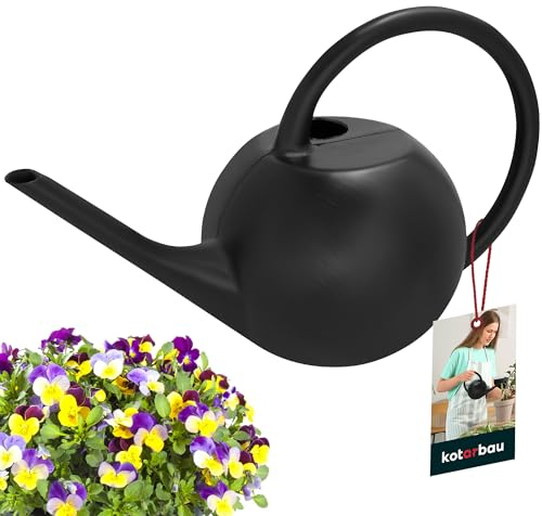 KOTARBAU® Arrosoir Noir De 1,2 L Avec Un Long Tuyau | Arrosoir En Plastique Pour Fleurs Et Plantes | Arrosoir De Jardin | Arrosoir Plastique | Arrosoir Jardin | Arrosoir Plante Intérieur Et Extérieur