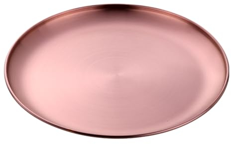 Buyer Star Edelstahl Teller, 30cm Edelstahl Platten, Metall-Speiseteller für Steaksalat, Dessertteller, Edelstahlteller Rund Servierteller für Camping Picknick Küche Grillen Party -1 Stück Roségold