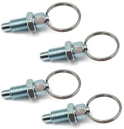 JaBoaRe M8 - Set di 4 perni a stantuffo zincati in acciaio al carbonio, a sgancio rapido, con anello di trazione (acciaio al carbonio, M8-1.25-5)