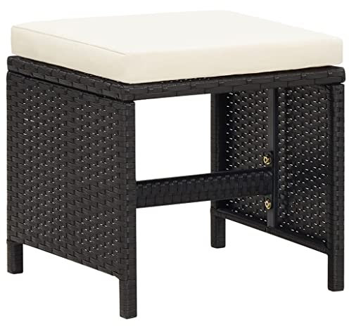 QJBSAVVA Sonnenstuhl Gartenstühle Modern Lounge Sessel Outdoor Campingstühle - Gartenhocker 4 STK. mit Kissen Schwarz Poly Rattan für Poolrand Outdoor Restaurant Open Air Café Garten