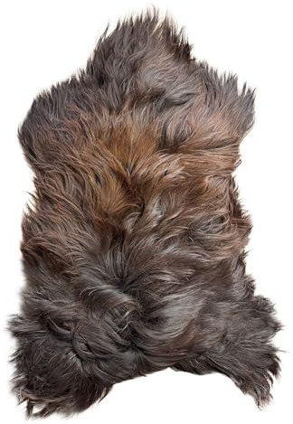 Tenhofen Premium Lammfell Teppich Schlafzimmer & Bettvorleger - Lammfell Echt Fell Teppich aus öko. Gerbung - Dekofell Fellteppich (Braun Langhaar Island, S: 90-100 cm)