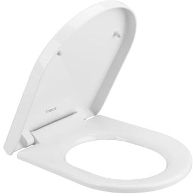 TODOT Abattant WC Forme D, Cuvette Toilette avec Frein de Chute, Lunette de Toilette Charnière Réglable, Dégagement Rapide à Un Bouton, Blanc