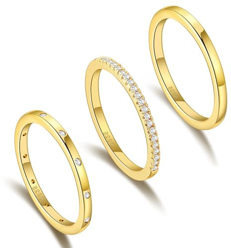 MOROTOLE Gold Ringe Frauen Ringe Gold Wasserfest 14k Goldene Damen Ringe Set, Goldring Damen Damen Ring Set Geschenk für Frauen(6/52)