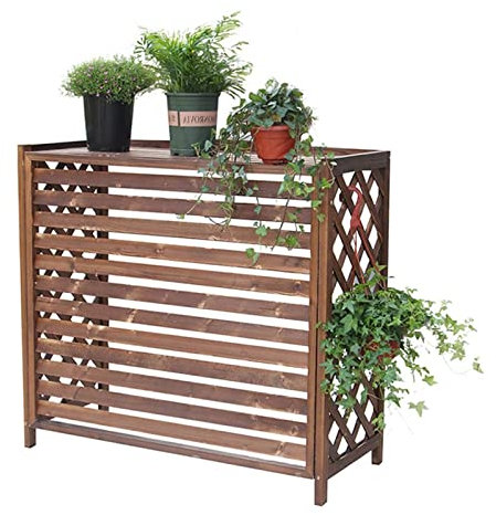 AILZCFX Sichtschutz für Außenklimaanlagen, Klimaanlagenabdeckung aus Holz, Klimaanlagenregal aus Massivholz, versteckter Blumenständer für Gartenbalkon, freistehend, Größe: