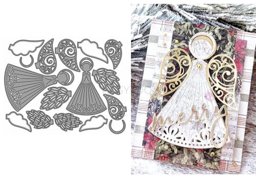 Patchwork Engel Mädchen Stanzformen für Kartenherstellung, hohle Flügel, Metall-Stanzformen für Papier, Scrapbooking, DIY Schablonen für Album, Party, Hochzeit, Festivals, Dekoration
