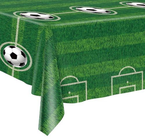 2 Tischdecken Fußball 274 x 137 cm Fußballplatz Partytischdecken Tischdeko für Fußballparty, Kindergesburtstag, Zurück in die Schule, Abschluss