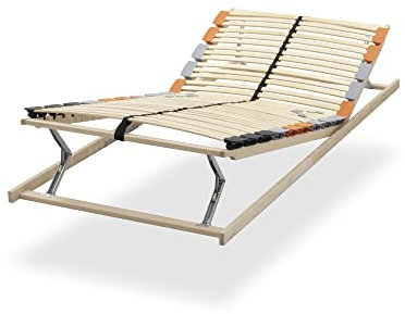 i-flair 7-Zonen Lattenrost TFlexTrio, 42 Federleisten, 100x200 cm – Lattenrahmen zerlegt mit Mittelgurt, Kopf- und Fußverstellung, hergestellt in der EU