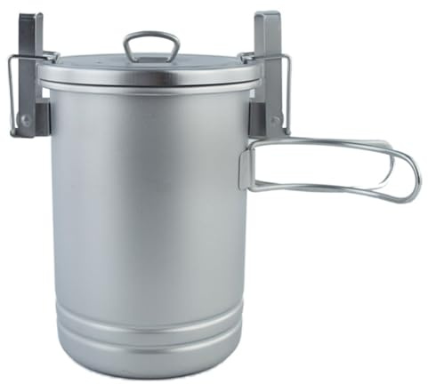 XUJIAN Multifunktionales Edelstahl-Camping-Kochset, Tragbarer Picknick-Camping-Topf Aus Edelstahl, Multifunktionale -Campingpfanne mit Deckel und, Lebensmittelbehälter mit Henkelbecher