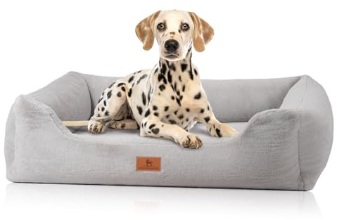 Knuffelwuff orthopädisches Hundebett aus kuschelig weichem Kaninchen Fellimitat Schnuffelupagus XXL 120 x 85cm Grau | Abnehmbarer Bezug | waschbar | für große, mittelgroße und kleine Hunde