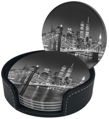 Dessous de verre imprimé New York avec boîte de rangement pour la maison, le bureau et le restaurant