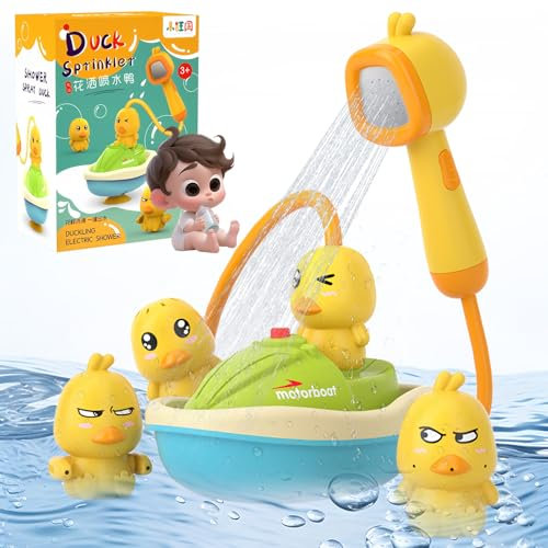 HPiano Jouets de Salle de Bain à Partir de 1 2 3 4 Ans,Jouet de Bain Bébé Canard avec Pommeau de Douche,Jouets de Bain pour Bébé,Jouets de Baignoire Jouets de Baignoire Cadeaux pour Enfants