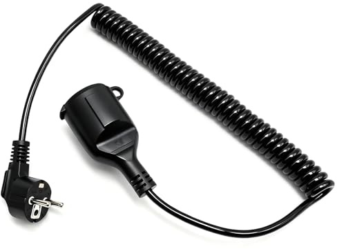 Hoypeyfiy 16A 250V Verlängerungskabel mit Schutzkontakt und Spiralkabel mit maximaler Verlängerung von 0,6 m bis 1,5 m, geeignet für Küchen-, Außen- und Haushaltsgeräte