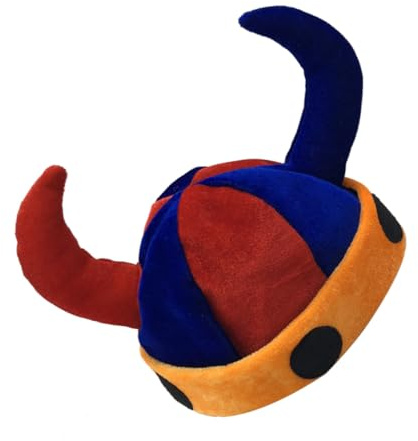 ORFOFE Ox Horn Party Hut Cosplay Mottoparty Kostüm Hut mit Weichen Hörnern Blau Rot Gelb für Geburtstagsfeier und Karneval