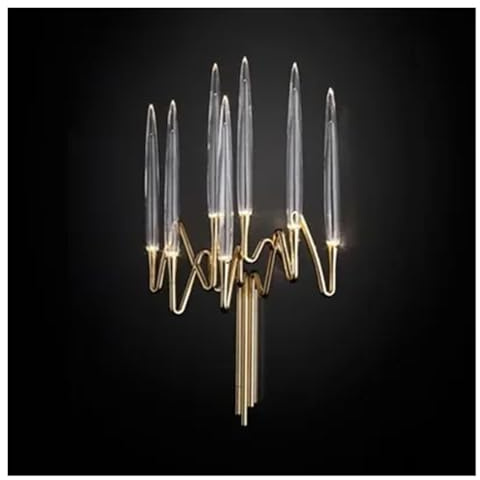Chandelier, Luxury Silver Rectangles Candle Chandelier Dining Room Living Bar Long Candela Pendant Ceiling Chandeliers for Restaurant(Wall lamp,Glass Lampshade)