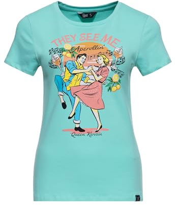 Queen Kerosin Damen T-Shirt Mit 50s Artwork They See Me Aperollin'