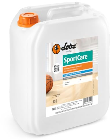Loba SportCare 10 Liter – wasserbasiertes Dispersionspflegemittel für Sportböden | schützt Lackfilm, bringt Glanz | besonders trittsicher | extrem hohe Strichspurresistenz | DIN 18032