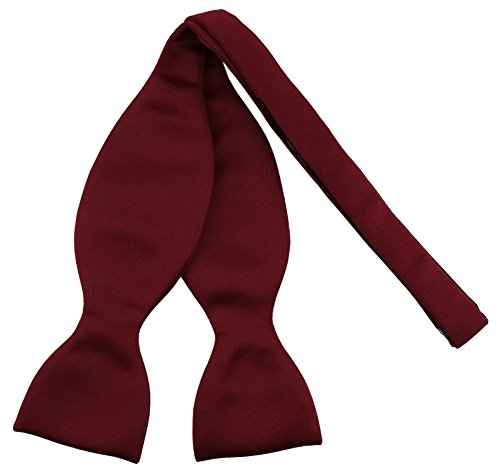 TigerTie Selbstbinder - Querbinder Fliege aus 100% Polyester, Farbe Bordeaux - Qualität in Satin + Geschenkbox mit Anleitung