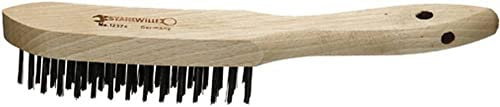 Stahlwille 77090000 Wooden Wire Brush, Steel Wire Bristles Dia. 0.35 mm, 290 mm Length, 4 Rows, Heavy-Duty, Made in Germany