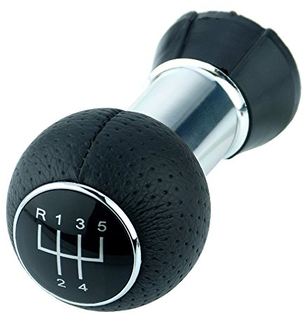 L&P A0260-2 Schalthebel Schaltknauf Schwarz 5 Gang 12mm Knauf PU Leder perforiert Schaltknopf Plug Play Ersatzteil für VW Golf 2 II 3 III 4 IV 5 V 6 VI 7 VII Passat 3B B5 3C B6 Polo 6N 9N 6R