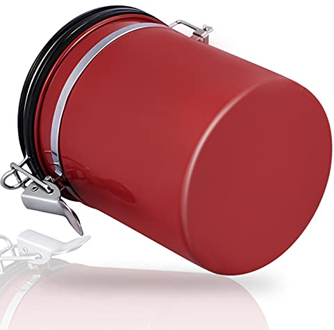 kaffeedose,vorratsdosen luftdicht,kaffeedose luftdicht, Kaffeedose Edelstahl, Kaffeebehälter Luftdichte Aromadose Vorratsdose Edelstahldose Vakuum Dose für Kaffeebohnen, Pulver, Tee(Rot, 1.5 Liter)