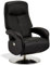 Ibbe Design Bull Électrique Fauteuil de Relaxation en Cuir Noir Pivotant Fauteuil de Inclinable pour Salon Salle de Séjour avec Repose-Pied, Piètement en Métal