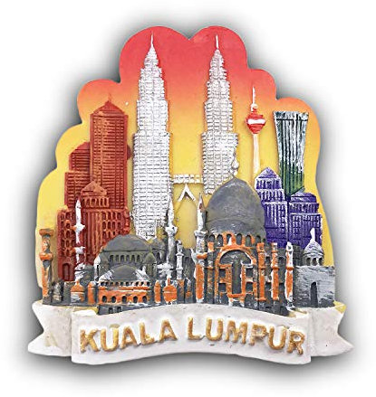 3D Kuala Lumpur Malaysia Refrigerator Magnet Tourist Travel Souvenirs Handmade Resin Craft Magnetic Stickers Home Kitchen Decoration Fridge Magnet Collection Gift