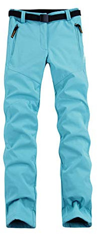 Hommes/Femmes Chaud Pantalon Softshell Doublé Polaire Coupe-Vent Imperméable Outdoor Camping Randonnée Trekking Pantalon de Ski Femmes Bleu Ciel S