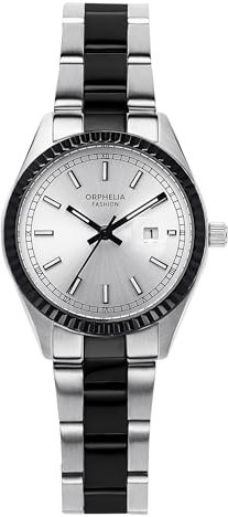 Orphelia Fashion Damen Analog Uhr Descent mit Edelstahl, Silber/Schwarz