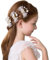 IYOU Pinza para el cabello con lazo tocados de flores doradas perlas de cristal accesorios para el cabello de encaje de primera comunión para niñas de flores y dama de honor (paquete de 3)
