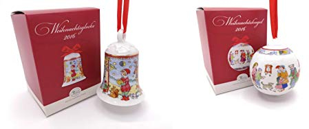 Hutschenreuther Porzellanglocke & Porzellankugel 2016 OVP - Weihnachtsglocke Weihnachtskugel -