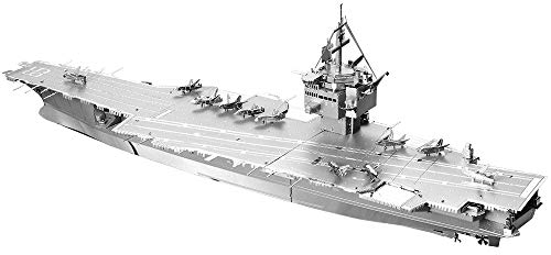 Piececool 3D Metall Puzzles für Erwachsene, USS Enterprise CVN-65 Battleship Modellbausets, DIY 3D Metall Puzzle Flugzeug Träger Spielzeug für Erwachsene, Tolle Geschenkidee, 130 Stück