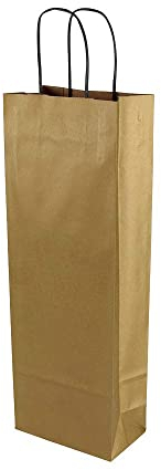 BIOZOYG Flaschentasche Geschenktüten 25 Stück 14 + 8 x 40 cm Gold - Papiertüten Weintasche kompostierbar nachhaltig - Flaschentüte Geschenkverpackung Wein Likör Rum