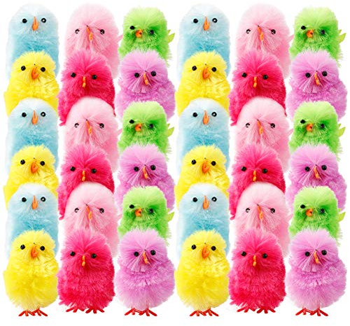 æ— Bunte Mini-Chenille-Küken, 36 Stück, Frühling kleine süße Küken für Oster-Party-Dekoration, flauschige Küken, Osterhauben-Dekoration für Kinder