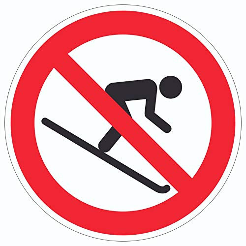Ski fahren verboten! Symbol Aufkleber Kreis Ø300mm