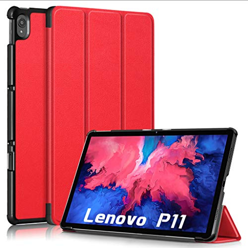 Kepuch Custer Coque pour Lenovo Tab P11 2020 TB-J606/Lenovo Tab P11 Plus 2021 TB-J616,PU-Cuir Étui Housse - Rouge