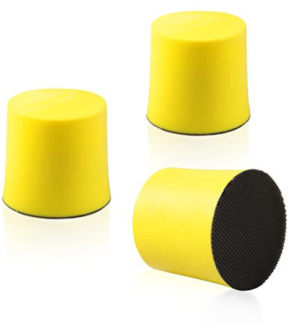 SPEEDWOX Paquete de 3 bloques de lijado a mano de 2 pulgadas, almohadilla de lijado de gancho y bucle, placa trasera de gancho para muebles de madera, restauración de pulido para coche (amarillo)