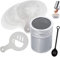 acdokuk Puderstreuer, Edelstahl-Mesh-Schokoladenstreuer mit 16-teiligem Kaffeeschablonen-Set für Küche, Getränke und Backen