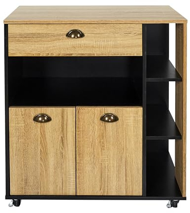 HOME DECO FACTORY Seifenspender Keramik Soft-Touch Schwarz | Küchenwagen, Holz, Mehrzweckaufbewahrung, auf Rollen, für Küche und Esszimmer, großes Modell, schwarz