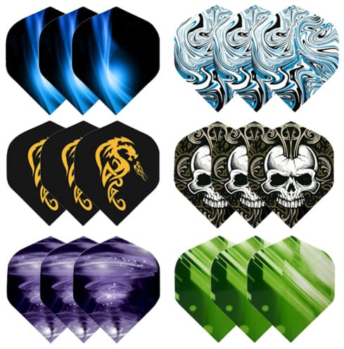 18 Stück Dartset in Standardform, Feder-Ersatzschwanzflügel für Stahlspitze und weiche Dartpfeile