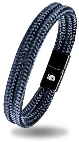 Galeara design Bracciale Corda - Braccialetto Nautico - Magnetico Noa Marina (Noa Blu Scuro, 195)