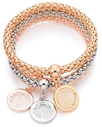Pulseras Mujer Pulsera Bracelet Joyería Conjunto De Pulsera con Colgante De Árbol De La Vida De Cordón Elástico De Lujo para Mujer, Regalos De Joyería, Pulsera Ajustable MX