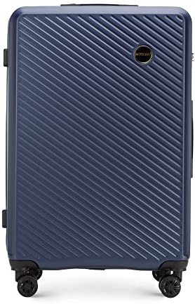 WITTCHEN Großer Koffer Circle line - Kollektion aus ABS mit Diagonalen Streifen Glänzend Strukturierten Größe L 96L Dunkelblau