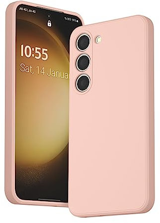 YLK Coque Compatible avec Samsung Galaxy S23 5G, Étui en Silicone avec Doublure en Microfibre Souple, Conception Spéciale de Bord Droit pour Samsung S23 5G, 6.1, Rose