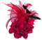 Damen Federbrosche Hutfeder, Morechioce Vintage Perlen Blume Brosche Trachtenbrosche Party Feder Schmuck Ansteckbrosche Hutfeder Elegant Haarspange Hutschmuck Kopfbedeckung Hut-Anstecker,Rot