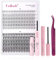 Kit d'extension de cils individuels à faire soi-même, avec colle scellante, cils en bouquets, dissolvant de colle et pince pour cils (10D + 20D-0,07C, 8-16 mm)