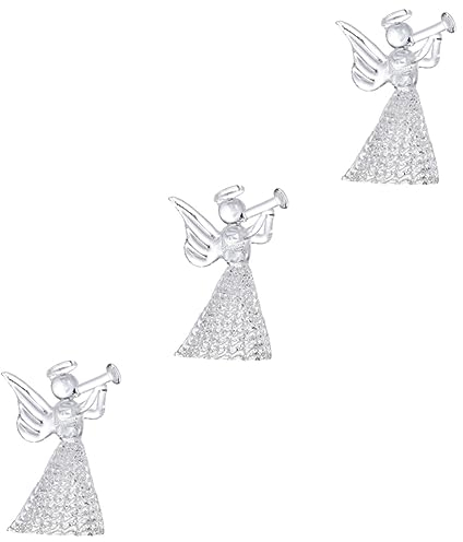 Warmhm 3 Stk Kerzenständer Aus Kristall Glasskulptur Engelsflügel Kerzenhalter Mini-baumschmuck Geformter Kerzenhalter Piper-statue Kunst Gebetswächterverzierung Piper-figur Fee Schmücken