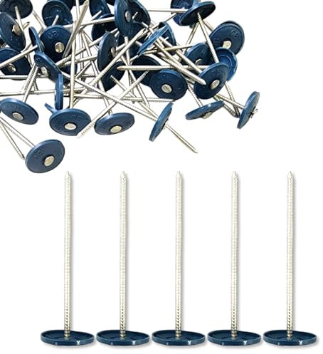 3 Inch - Round Plastic Cap Nail Roofing Nails Galvanized Tar Paper Nails for House Wrap Fastening Foam Board Roofing Felt Insulation Film (100)