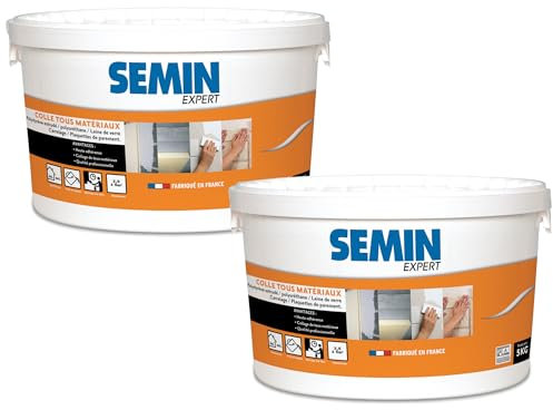 Colle Tout Matériaux Semin, Prêt à l'Emploi, Intérieur/Extérieur, Seau de 5 kg (lot de 2)