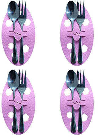 AALLYN Porta Cubiertos en Forma de Huevo | 4 Uds. Soporte para Cubiertos de Fieltro con Forma de Huevo para decoración de Mesa de Pascua,Bolsa para Soportes de Cubiertos para Utensilios, Funda